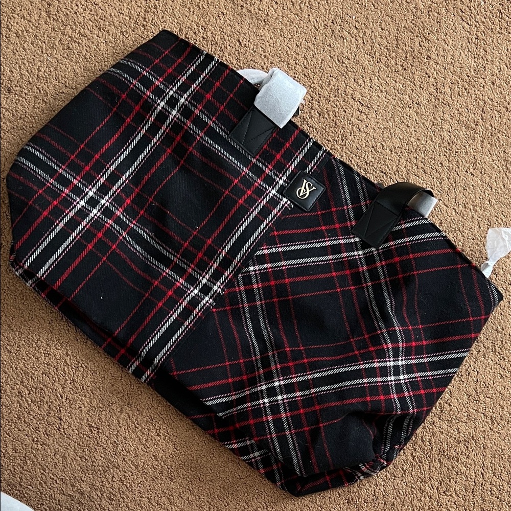 VS Black and Red Plaid Tote